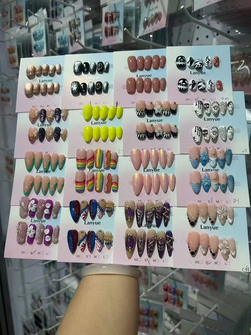 TJJ Press On Nails Factory Wholesale Bulk Handmade False Nails, Reusable Long Lasting Waterproof Fake Nail Tips, OEM Private Label Availabl